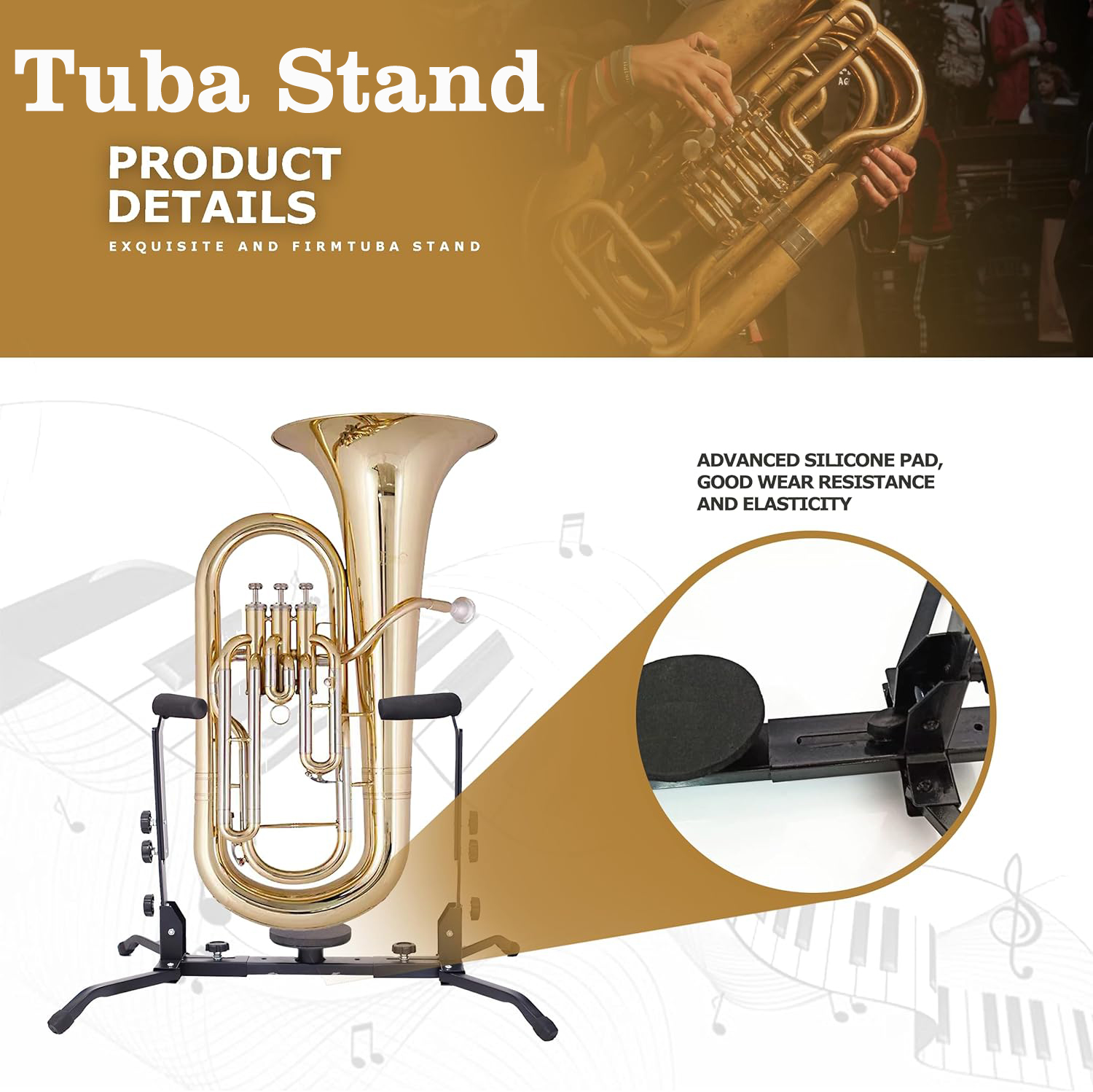 Adjustable Tuba Stand Holder – Durable, Lightweight, Foldable Design with Secure Locking System